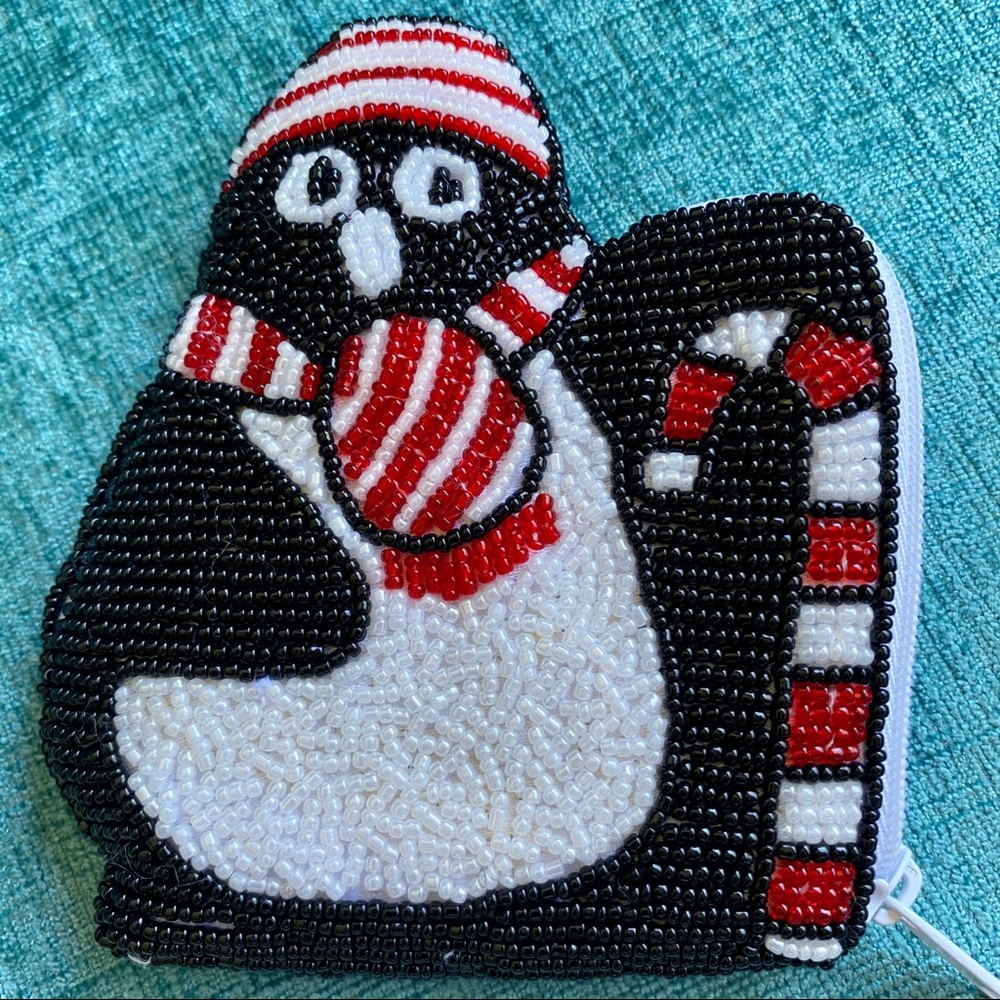 Retro Y2K Penguin Beaded Coin Purse Key Chain